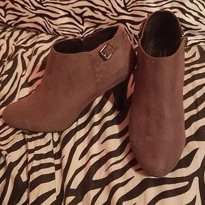 Grey suede heel booties
